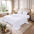 thumbnail image 1 of Dan River Bed Sheet Set Full 4 Piece White Breathable Soft Cotton Jersey Sheets with Deep Pockets, Unisex, 1 of 10