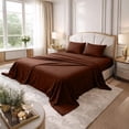 thumbnail image 1 of Dan River Bed Sheet Set King 4 Piece Brown Breathable Soft Cotton Jersey Sheets with Deep Pockets, Unisex, 1 of 10