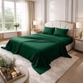 thumbnail image 1 of Dan River Bed Sheet Set King 4 Piece Hunter Green Breathable Soft Cotton Jersey Sheets with Deep Pockets, Unisex, 1 of 10