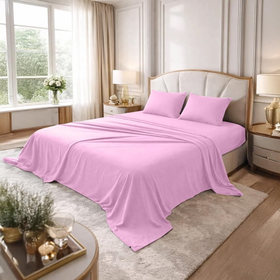 Dan River Bed Sheet Set Queen 4 Piece Lavender Breathable Soft Cotton Jersey Sheets with Deep Pockets, Unisex