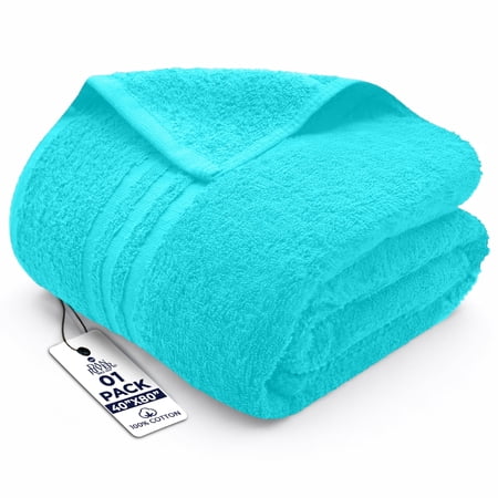 Dan River Bath Sheet 1 pack 40x80 in Soft Absorbent and Quick Dry jumbo Cotton Towel - Aqua