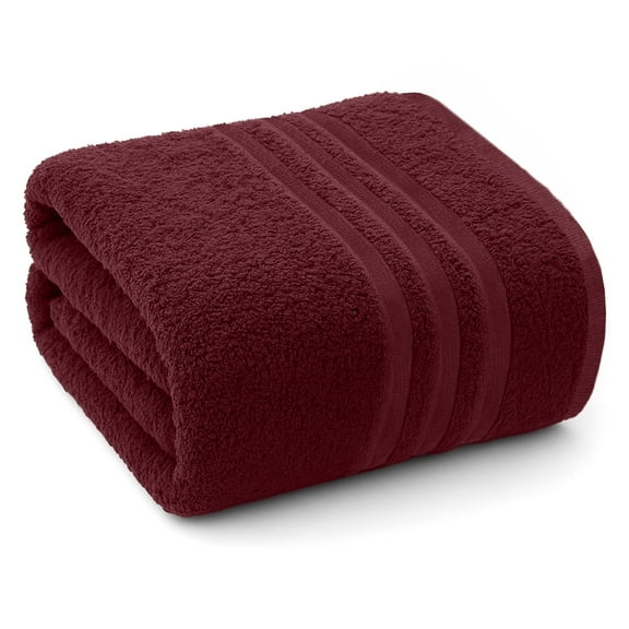 Dan River Bath Sheet 1 pack 40x80 in Soft Absorbent and Quick Dry jumbo Cotton Towel - Burgundy