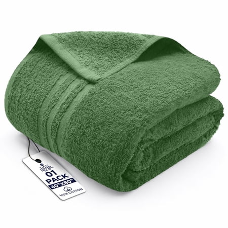Dan River Bath Sheet 1 pack 40x80 in Soft Absorbent and Quick Dry jumbo Cotton Towel - Sage Green