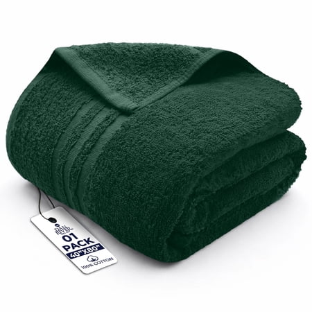 Dan River Bath Sheet 1 pack 40x80 in Soft Absorbent and Quick Dry jumbo Cotton Towel - Hunter Green