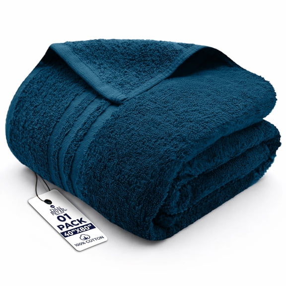 Dan River Bath Sheet 1 pack 40x80 in Soft Absorbent and Quick Dry jumbo Cotton Towel - Opal Blue