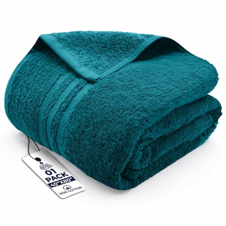 Dan River Bath Sheet 1 pack 40x80 in Soft Absorbent and Quick Dry jumbo Cotton Towel - Teal
