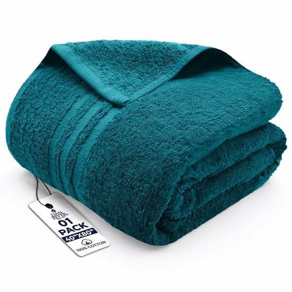 Dan River Bath Sheet 1 pack 40x80 in Soft Absorbent and Quick Dry jumbo Cotton Towel - Teal