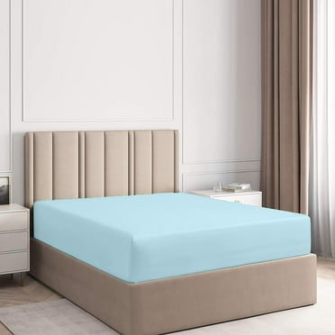 Dan River King 100% Cotton Jersey Fitted Sheet 1-Piece Soft, Wrinkle-Free & Deep Pocket Elasticized Sheet, Aqua