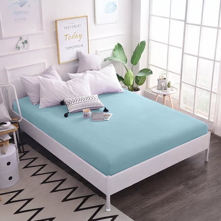 Dan River King Fitted Bottom Sheet only Jersey Knit Cotton Soft Absorbent with Deep Pocket - Light Blue