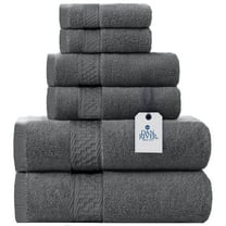 Dan River 100% Cotton Bath Towel 6-Piece Set Soft Quick Dry Towels for Gym, Spa & Bathroom - Gray
