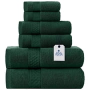 Dan River 6 Piece Towel Set Soft Quick Drying Cotton Bath Towel For Gym, Spa and Bathroom - Hunter Green