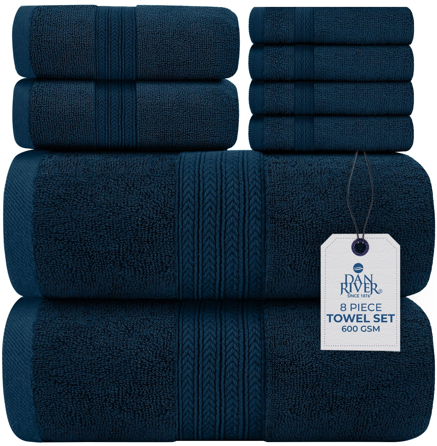 Dan River 100% Cotton Bath Towel 8-Piece Set Soft Quick Dry Towels for Gym, Spa & Bathroom - Opal Blue - Walmart.com