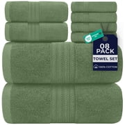 Dan River 8 Piece Towel Set Soft Quick Drying Cotton Bath Towel For Gym, Spa and Bathroom - Sage