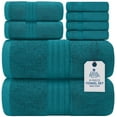 thumbnail image 1 of Dan River 8 Piece Towel Set Soft Quick Drying Cotton Bath Towel For Gym, Spa and Bathroom - Teal, 1 of 9