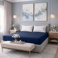 thumbnail image 1 of Dan River Twin Fitted Bottom Sheet only Jersey Knit Cotton Soft Absorbent with Deep Pocket - Navy, 1 of 10