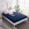 thumbnail image 1 of Dan River Twin Fitted Bottom Sheet only Jersey Knit Cotton Soft Absorbent with Deep Pocket - Navy, 1 of 10