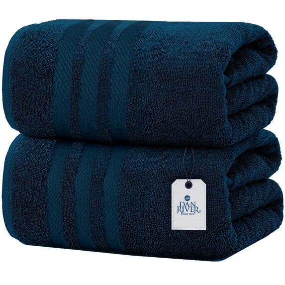 Dan River Bath Sheet 2 pack 35x70 in Quick Drying Oversized Soft Absorbent Cotton Towel - Opal Blue