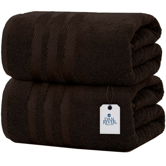 Dan River Bath Sheet 2 pack 35x70 in Quick Drying Oversized Soft Absorbent Cotton Towel - Brown