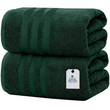 Dan River Oversized 100% Cotton Bath Sheet Pack of 2 Soft, Absorbent & Quick Dry Extra Large Shower Towels 550 GSM - Hunter Green, 35x70 In