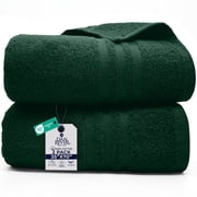 Dan River Bath Sheet 2 pack 35x70 in Quick Drying Oversized Soft Absorbent Cotton Towel - Hunter Green