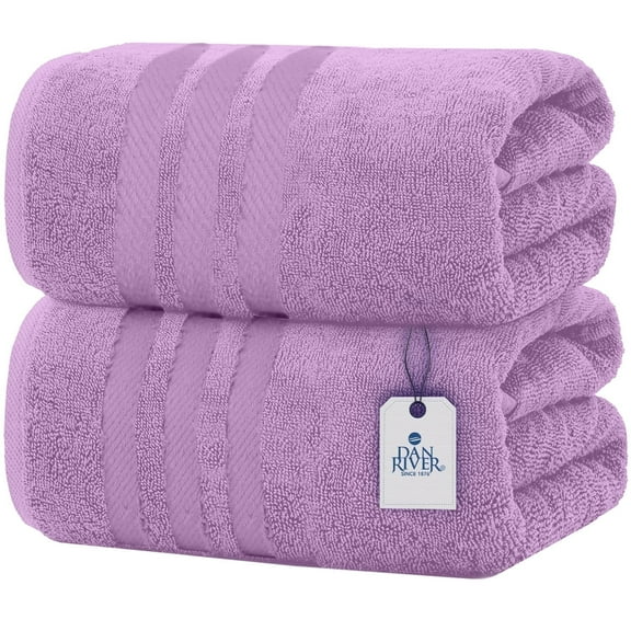 Dan River Bath Sheet 2 pack 35x70 in Quick Drying Oversized Soft Absorbent Cotton Towel - Lavender