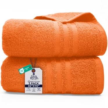 Dan River Bath Sheet 2 pack 35x70 in Quick Drying Oversized Soft Absorbent Cotton Towel - Orange