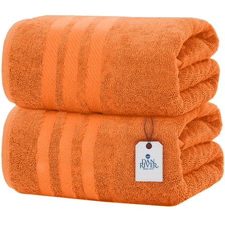 Dan River Bath Sheet 2 pack 35x70 in Quick Drying Oversized Soft Absorbent Cotton Towel - Orange