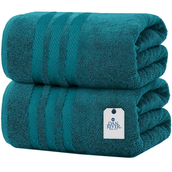Dan River Bath Sheet 2 pack 35x70 in Quick Drying Oversized Soft Absorbent Cotton Towel - Teal
