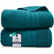 Dan River Bath Sheet 2 pack 35x70 in Quick Drying Oversized Soft Absorbent Cotton Towel - Teal