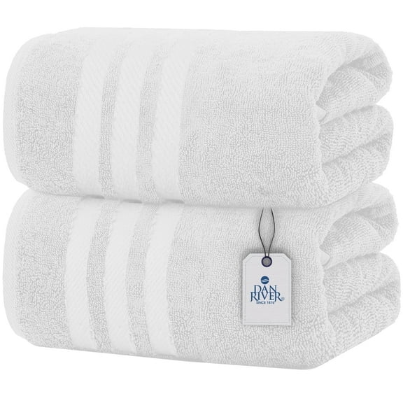 Dan River Bath Sheet 2 pack 35x70 in Quick Drying Oversized Soft Absorbent Cotton Towel - White