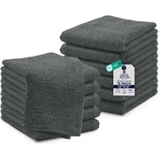 Dan River Washcloths pack of 12 High-Quality Soft Cotton Absorbent and Multipurpose Wash Clothes for Face & Body - Gray, 12x12in