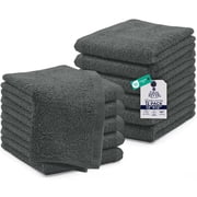 Dan River Washcloths pack of 12 High-Quality Soft Cotton Absorbent and Multipurpose Wash Clothes for Face & Body - Gray, 12x12in