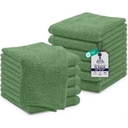 Dan River Washcloths pack of 12 High-Quality Soft Cotton Absorbent and Multipurpose Wash Clothes for Face & Body - Sage Green, 12x12in