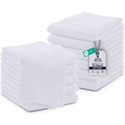 Dan River Washcloths pack of 12 High-Quality Soft Cotton Absorbent and Multipurpose Wash Clothes for Face & Body - White, 12x12in