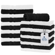 Dan River Multi-Purpose Cotton Washcloths, 20 Pack, Small, Black and White, 11x11 Inches