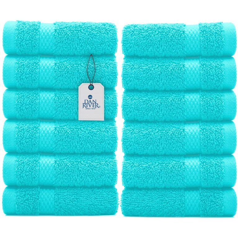 DAN RIVER 100% Cotton Washcloths 12 Pack, Washcloths for Face Soft, Cotton  Washcloths Bulk, Essential Wash Cloths for Bathroom, Face Towels Green, Washcloths 12x12 in, 600 GSM