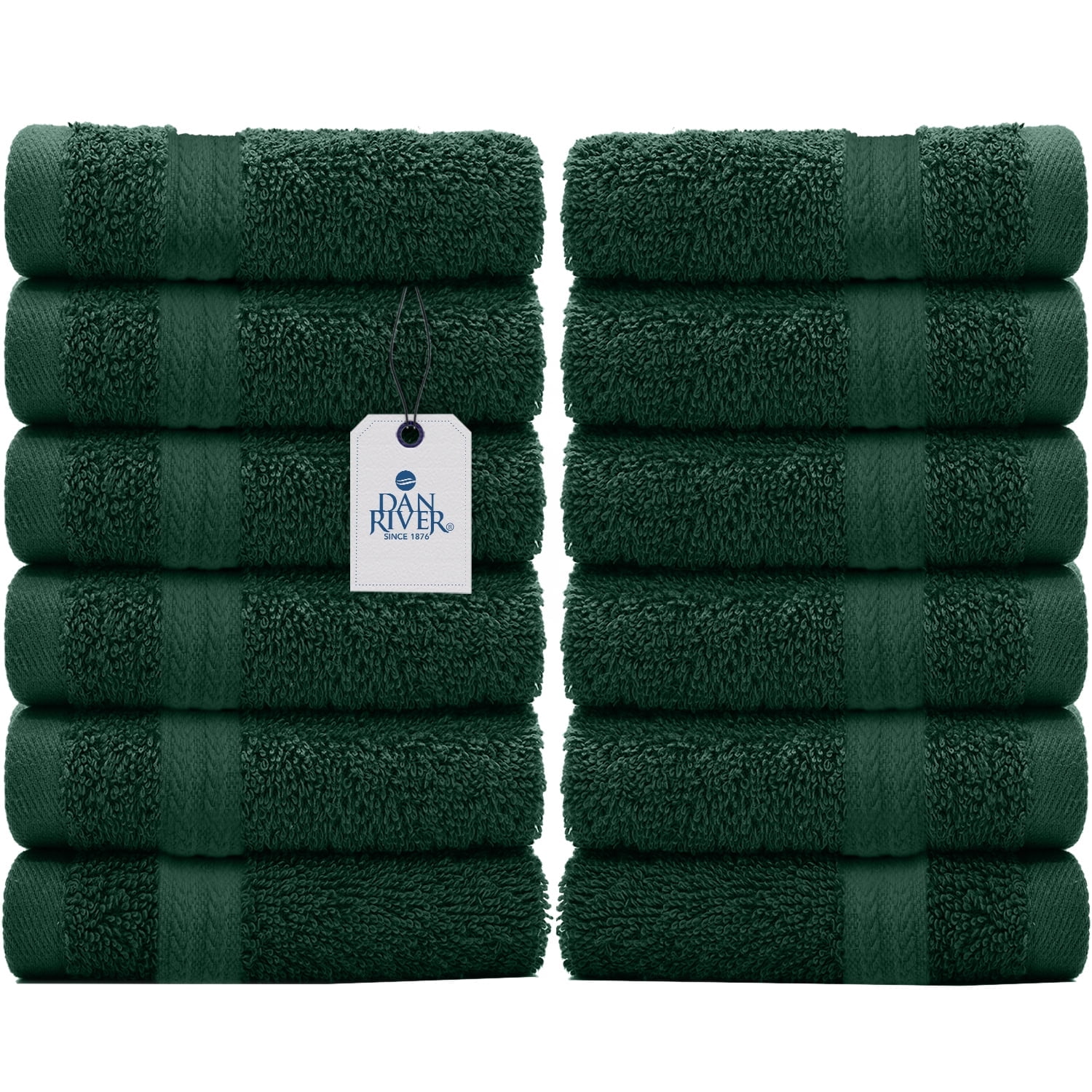 DAN RIVER Soft & Absorbent 100 Cotton Washcloths 12 Pack, 12x12 In