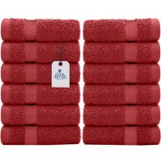 DAN RIVER 100% Cotton Washcloths 12 Pack |Washcloths for Face Soft| Cotton Washcloths Bulk| Essential Wash Cloths for Bathroom| Face Towels Red | 12x12 In| 600 GSM |Face Towel Pack of 12