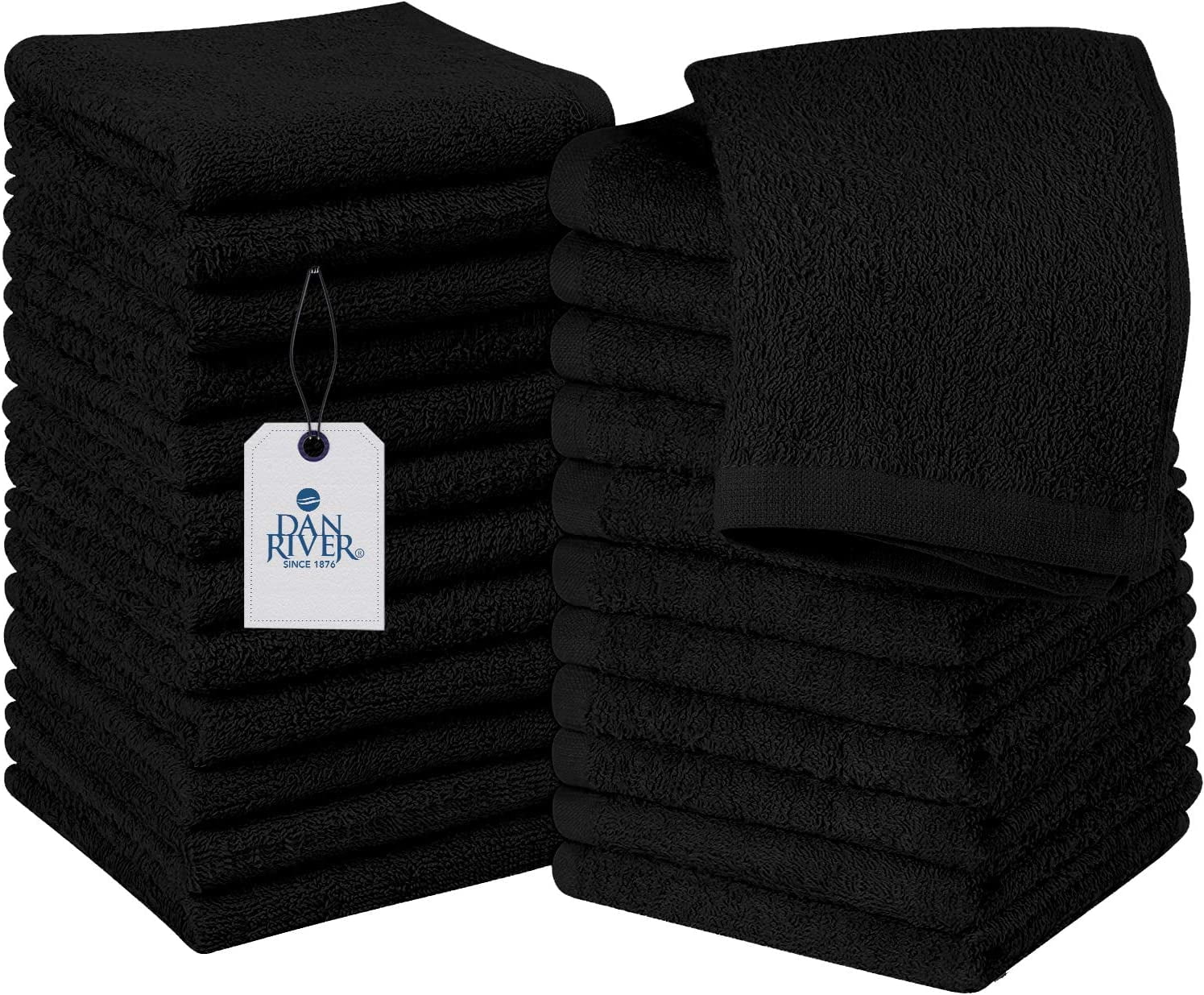 12x12 Premium Color Washcloths - 1 lb/dz - Black