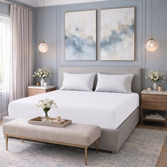 Dan River Queen Fitted Bottom Sheet only Jersey Knit Cotton Soft Absorbent with Deep Pocket - White