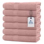 Dan River Hand Towel pack of 6 Quick Dry And Absorbent Cotton Towels for Bathroom - Dusty Rose 16x28in