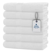 Dan River Hand Towel pack of 6 Quick Dry And Absorbent Cotton Towels for Bathroom - White 16x28in