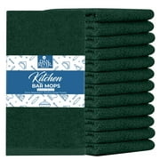 Dan River 100% Cotton Bar Mop Kitchen Towel Pack of 12 Fast-Drying, Super Absorbent & Reusable Cleaning Towels - Hunter Green, 16x19 In