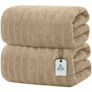 DAN RIVER Bath Sheets Set of 2 – 550 GSM Soft & Absorbent Sheets with Speed Breaker Design – 100% Cotton Large Bath Towels for Bathroom, Home, Hotel, Spa – 35”x70” in Tan