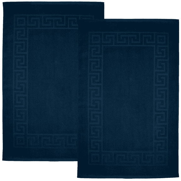 Dan River Opal Blue Bath Mat Greek Set 2 piece 20x32 in Soft Quick Drying Cotton Bathroom Rugs