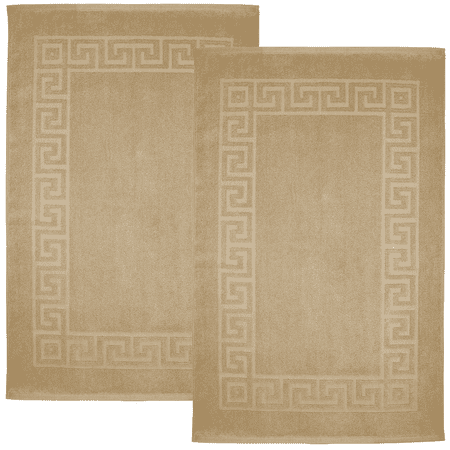 Dan River Tan Bath Mat Greek Set 2 piece 20x32 in Soft Quick Drying Cotton Bathroom Rugs
