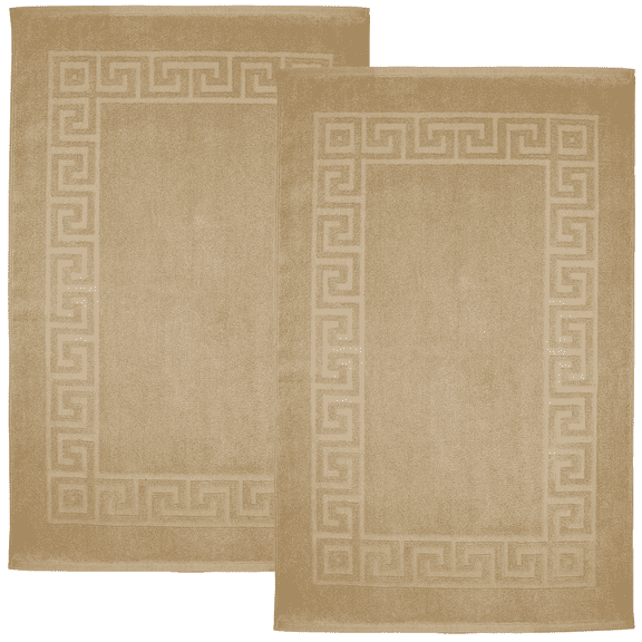 Dan River Tan Bath Mat Greek Set 2 piece 20x32 in Soft Quick Drying Cotton Bathroom Rugs
