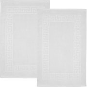 Dan River White Bath Mat Greek Set 2 piece 20x32 in Soft Quick Drying Cotton Bathroom Rugs