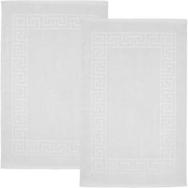 Dan River White Bath Mat Greek Set 2 piece 20x32 in Soft Quick Drying Cotton&nbsp;Bathroom&nbsp;Rugs
