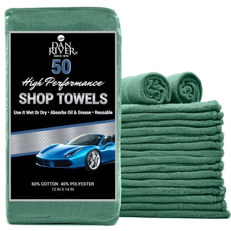 Dan River Shop Towel Green pack of 50 Reusable Heavy-Duty Shop Washcloth - 12x14in